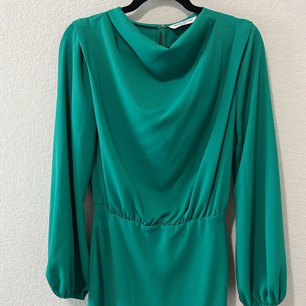 AMANDA UPRICHARD Felicia Long Sleeve Mini Dress, Green Juniper, Size S - Picture 3 of 8